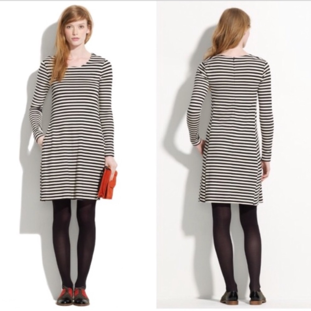 Madewell Hi-Line Long Sleeve Stripe Dress M